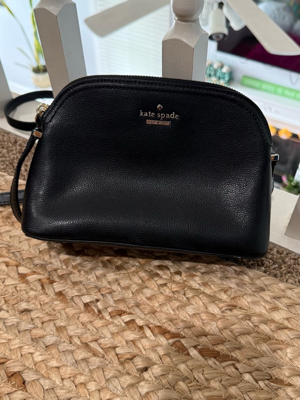 kate spade Black Pebbled Leather Crossbody Dome Bag